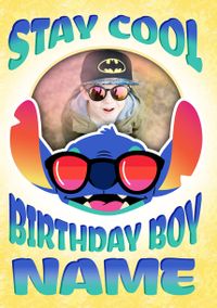 Stitch Birthday Boy Photo Upload Card