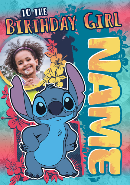 Stitch Birthday Girl Photo Upload Card