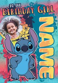 Tap to view Stitch Birthday Girl Photo Upload Card