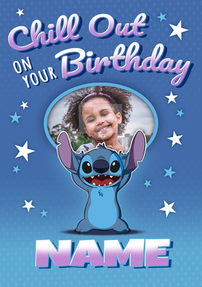 Stitch - Chill Out Photo Birthday Card