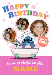 Tap to view Stitch Time To Chill Daughter 3 Photo Birthday Card