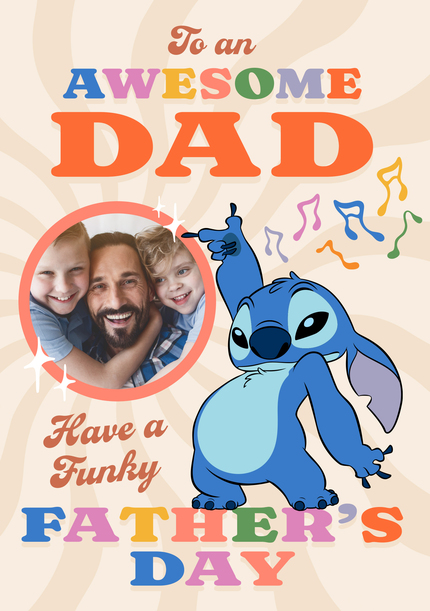 Stitch - Awesome dad Funky Father's Day Photo Card