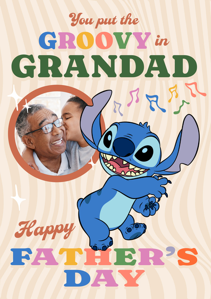 Stitch - Groovy Grandad Happy Father's Day Photo Card