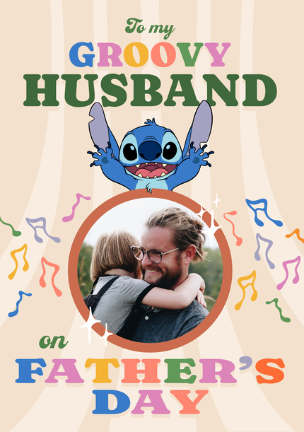 Stitch - Groovy Husband Happy Father's Day Photo Card
