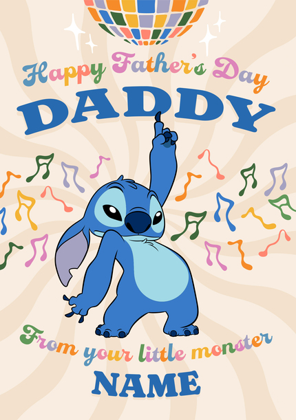 Stitch - From Your Little Monster Daddy Happy Father's Day Card