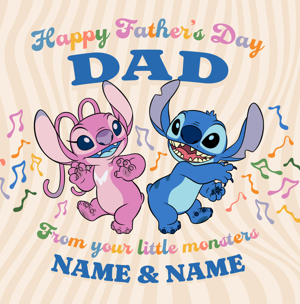 Stitch - From Your Little Monsters Happy Father's Day Square Card