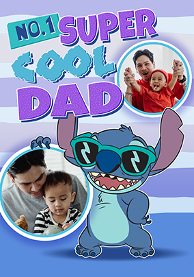 Stitch Super Cool Dad Father's Day 2 Photo Card