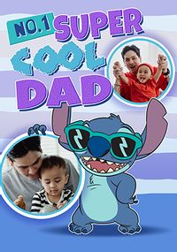 Tap to view Stitch Super Cool Dad Father's Day 2 Photo Card