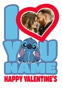 Disney Stitch I Heart You Valentines Card