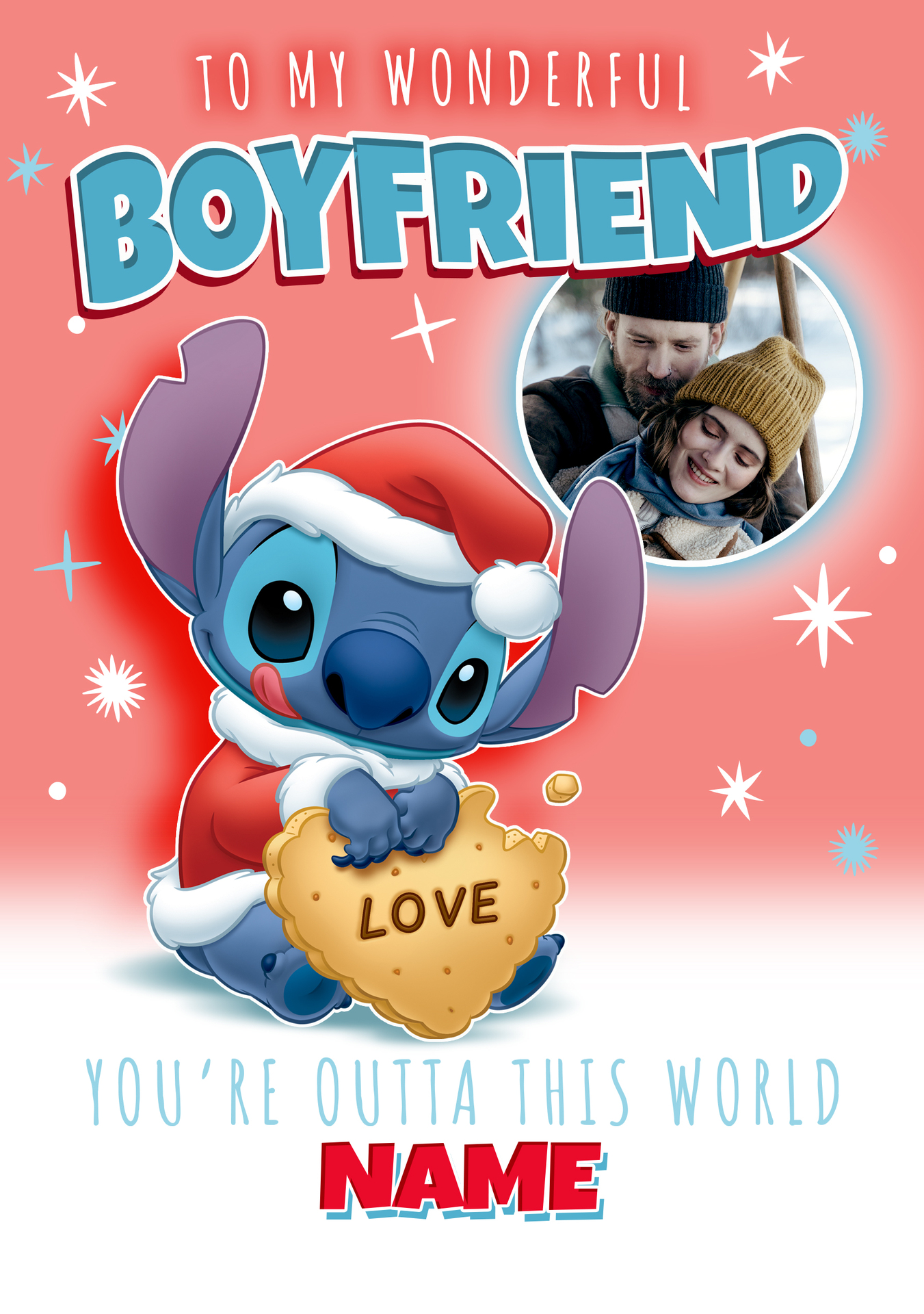 Disney Stitch To my Wonderful Boyfriend Photo Christmas Card