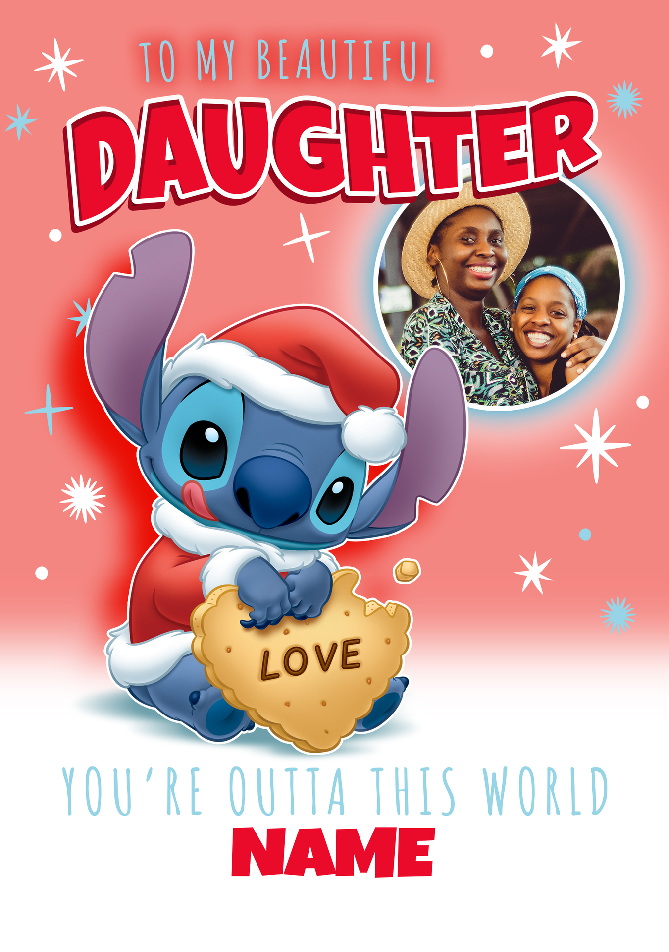 Disney Stitch To my Beautiful Daughter Photo Christmas Card