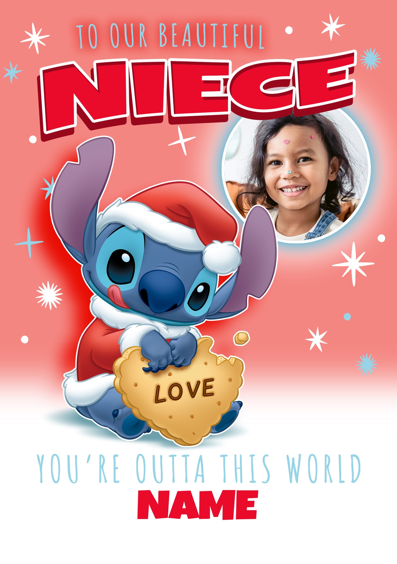 Disney Stitch To my Beautiful Niece Photo Christmas Card