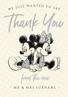 Mickey & Minnie - Personalised Wedding Thank You Card