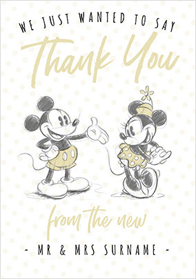 Minnie & Mickey - Wedding Thank You Personalised Card