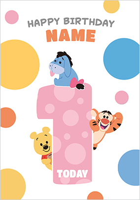 Winnie The Pooh Age 1 Birthday Card