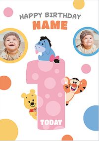Tap to view Winnie The Pooh Age 1 Multi Photo Birthday Card