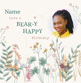 Winnie The Pooh Bear-y Happy Birthday Square Photo Card