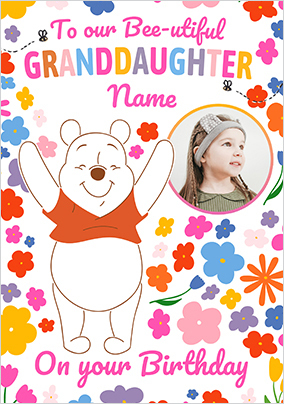 Winnie The Pooh Granddaughter Birthday Photo Card