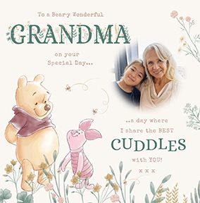 Winnie The Pooh Grandma Square Birthday Photo Card