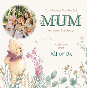 Winnie The Pooh Mum Square Birthday Photo Card