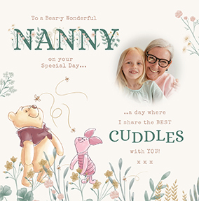 Winnie The Pooh Nanny Square Birthday Photo Card