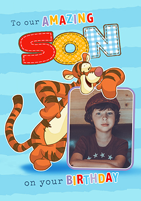 Winnie The Pooh Son Birthday Photo Card