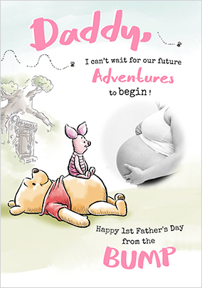 Winnie The Pooh - Pink From the Bump Happy Father's Day Photo card