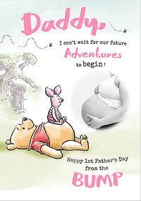 Tap to view Winnie The Pooh - Pink From the Bump Happy Father's Day Photo card