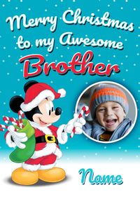 Tap to view Awesome Brother Mickey Mouse Photo Christmas Card