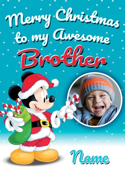 Awesome Brother Mickey Mouse Photo Christmas Card