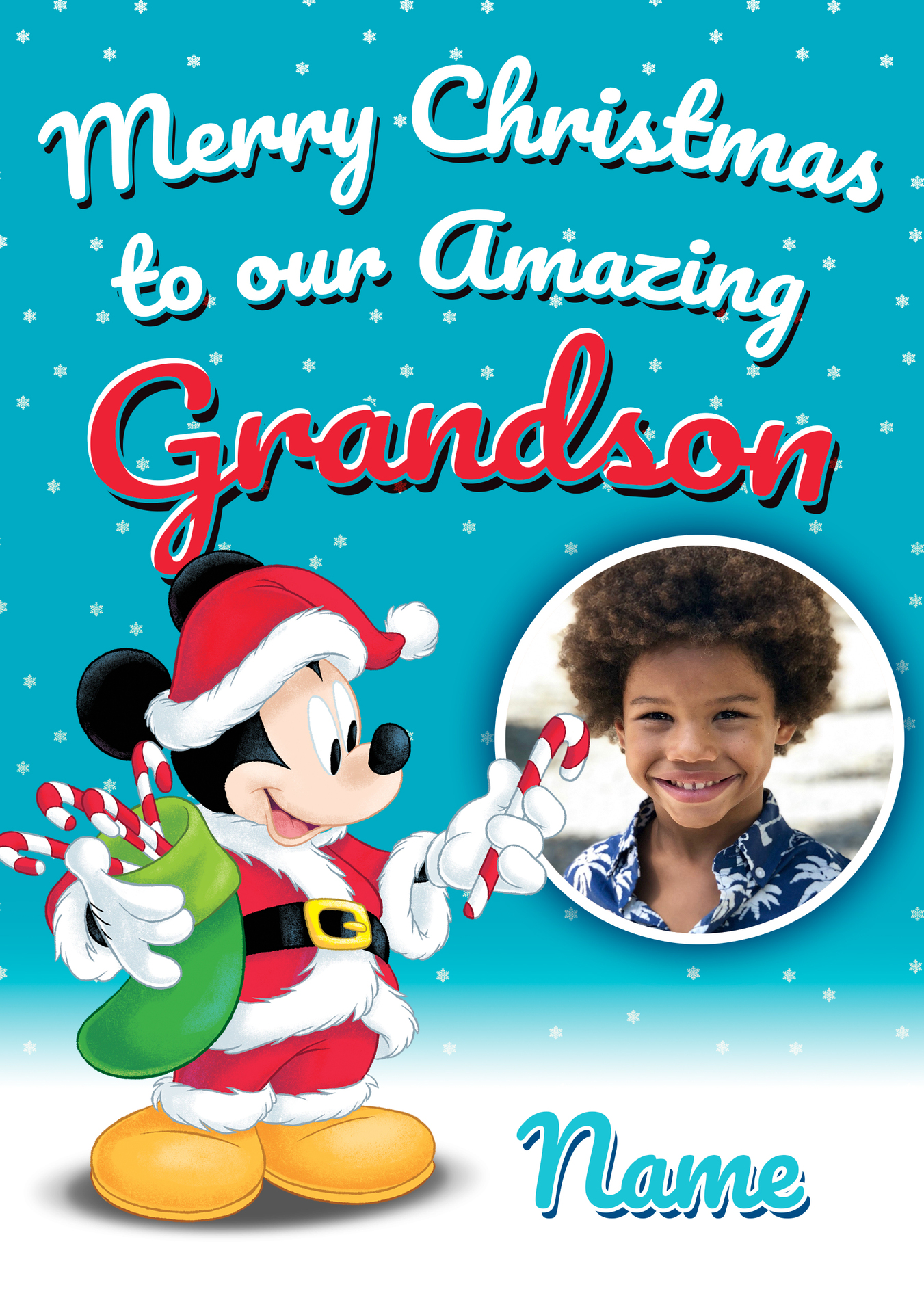 Amazing Grandson  Mickey Mouse Photo Christmas Card