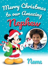 Amazing Nephew Mickey Mouse Photo Christmas Card