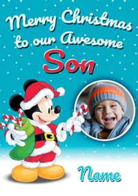 Awesome Son Mickey Mouse Photo Christmas Card
