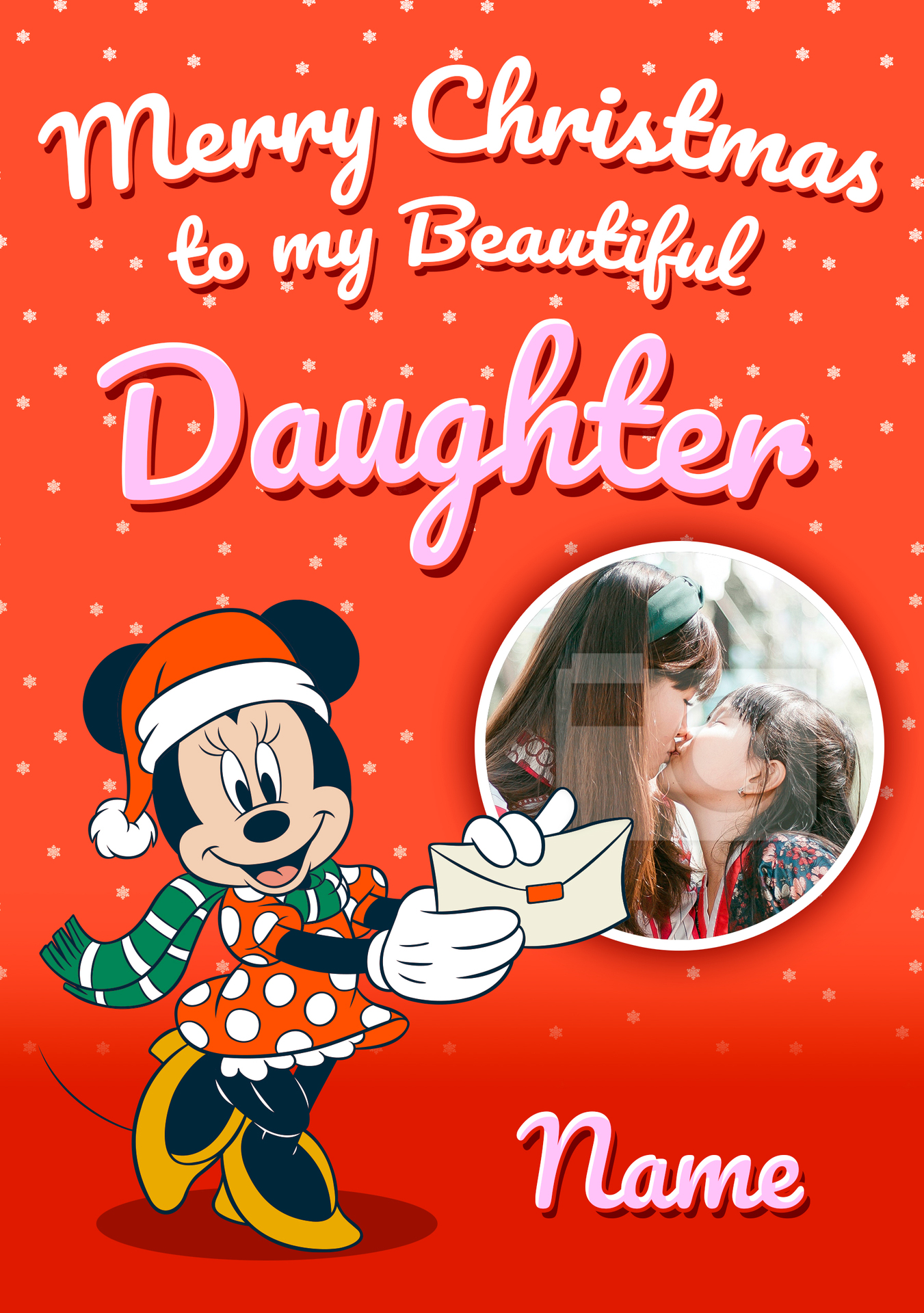Beautiful Daughter Minnie Mouse Photo Christmas Card