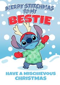 Tap to view Disney Stitch To my Bestie Mischievous Christmas Card