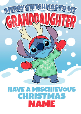 Disney Stitch Granddaughter Mischievous Christmas Card