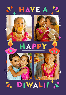 4 Photo Happy Diwali Card