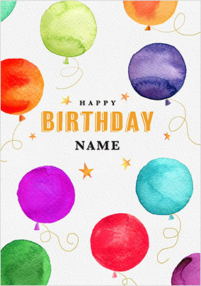 Colourful Balloons Personalised Birthday Card