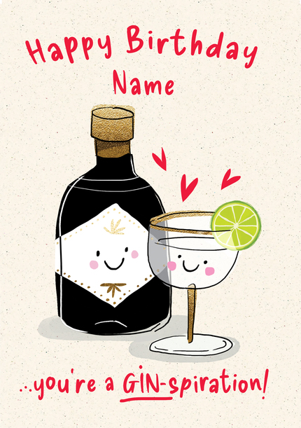 You're a Gin-spirational Personalised Birthday Card
