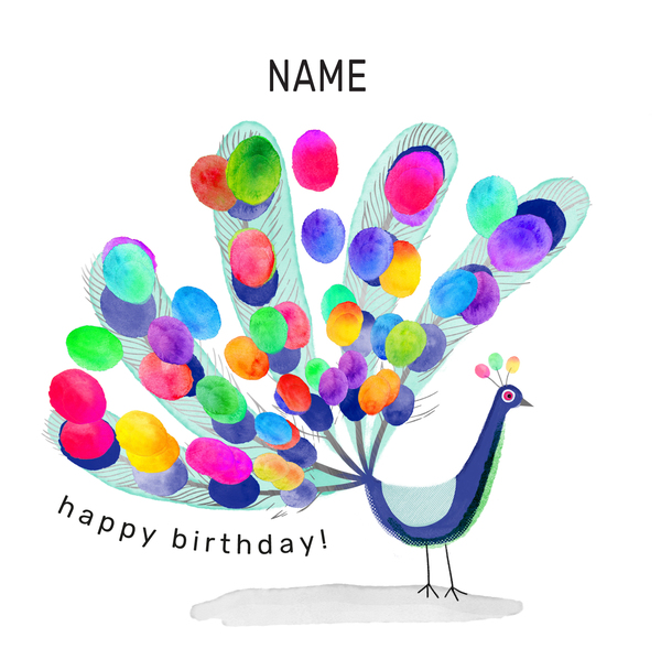 Peacock Personalised Birthday Card