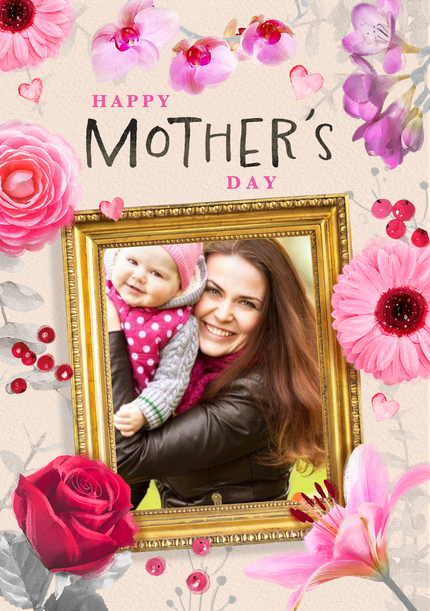 Mother's Day Floral Border Photo Card