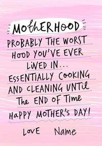 Tap to view Motherhood the Worst Hood Personalised Mother's Day Card