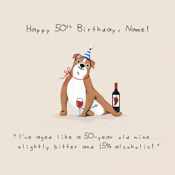 50th Aging like Wine Birthday Card