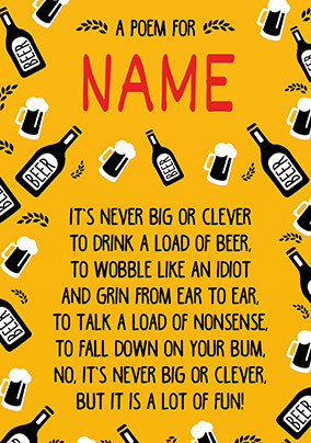 Beer Poem Personalised Birthday Card