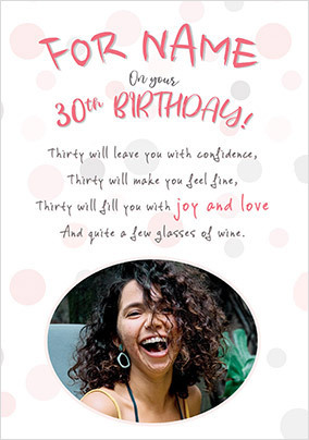 Pretty 30th Birthday Personalised Card