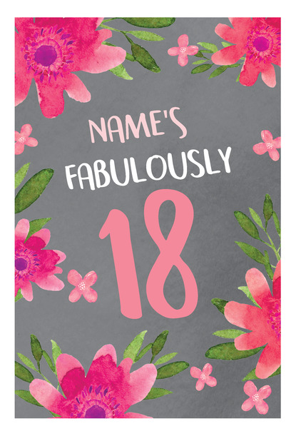 18th Floral Birthday Card