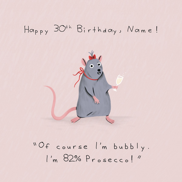 30th 82% Prosecco Birthday Card