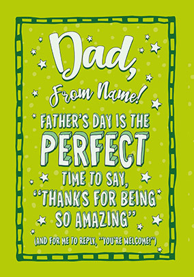 Dad Thanks for Being Amazing Personalised Father's Day Card