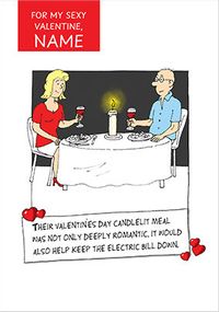 Candlelit Meal Personalised Valentine's Day Card
