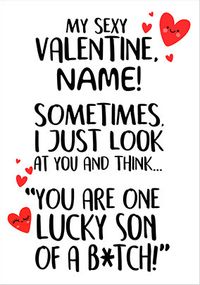 Lucky Son of a B*tch Personalised Valentine's Day Card